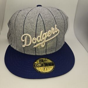 New Era Los Angeles Dodgers Heather Pinstripe 59FIFTY Fitted Hat Size 7 3/4 New